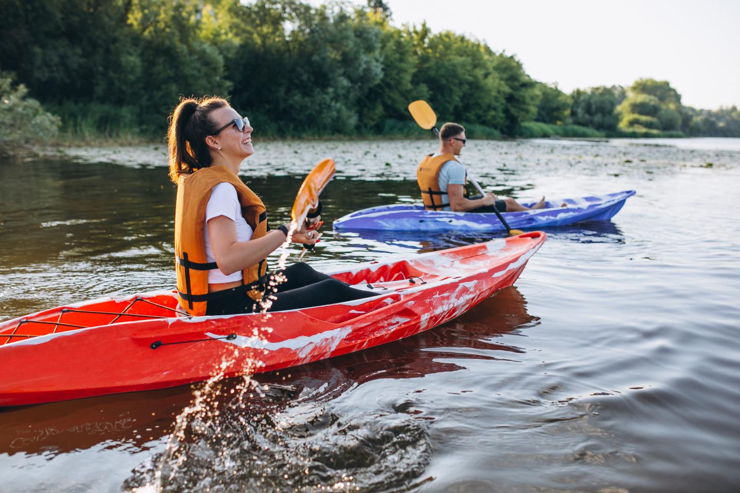 Two people kayaking