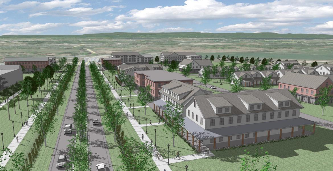 A digital town plan rendering