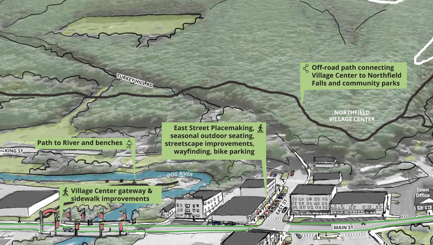 A downtown area rendering