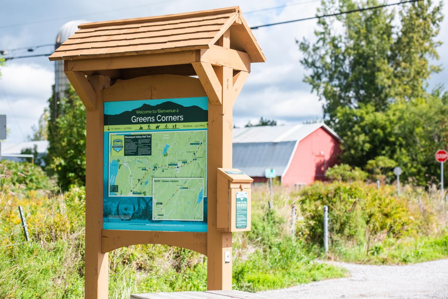 A trail way-finding sign