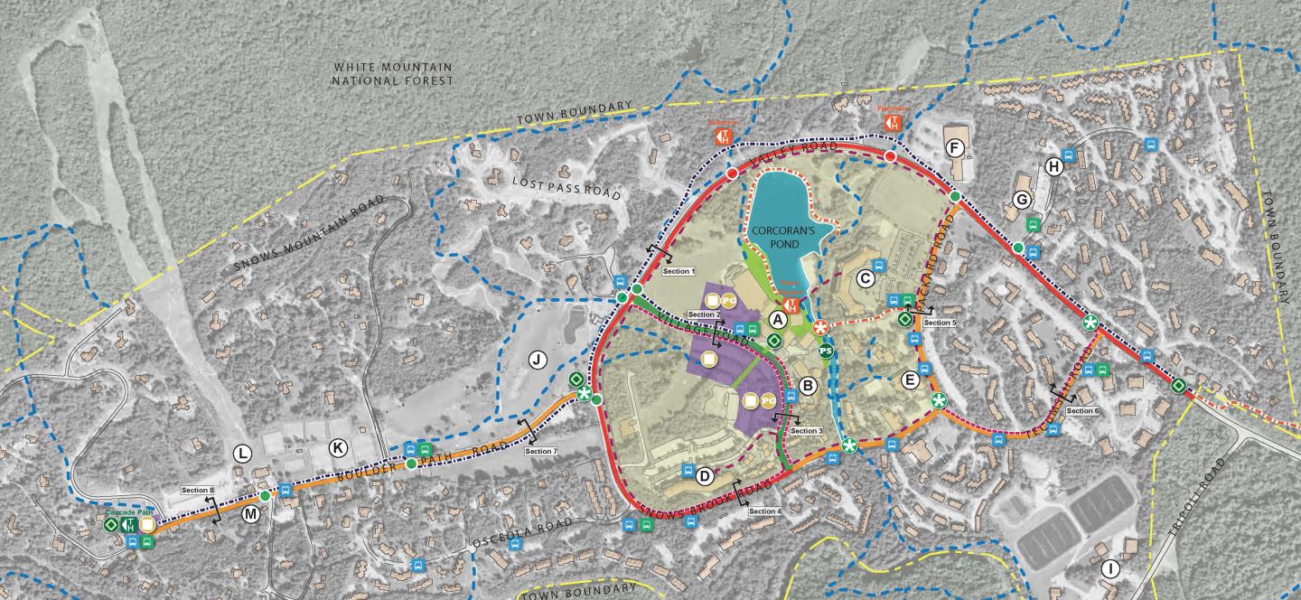A digital rendering of a village plan