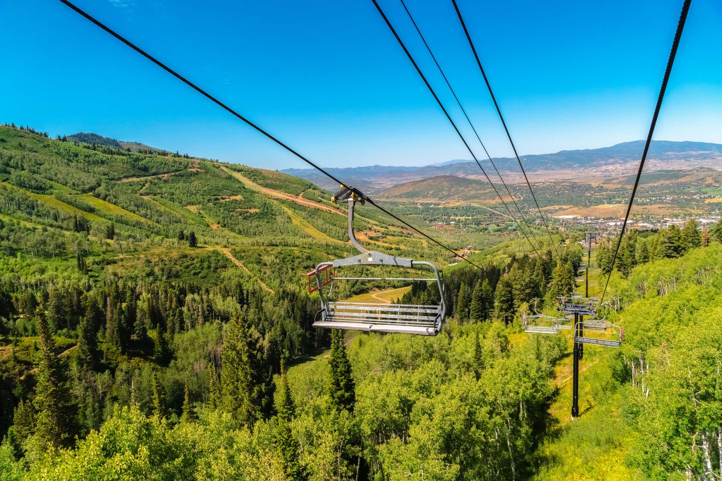 A chairlift in summer