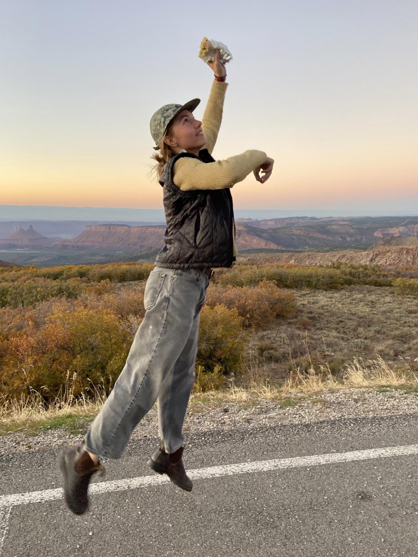 A photo of Noelle Gignoux jumping