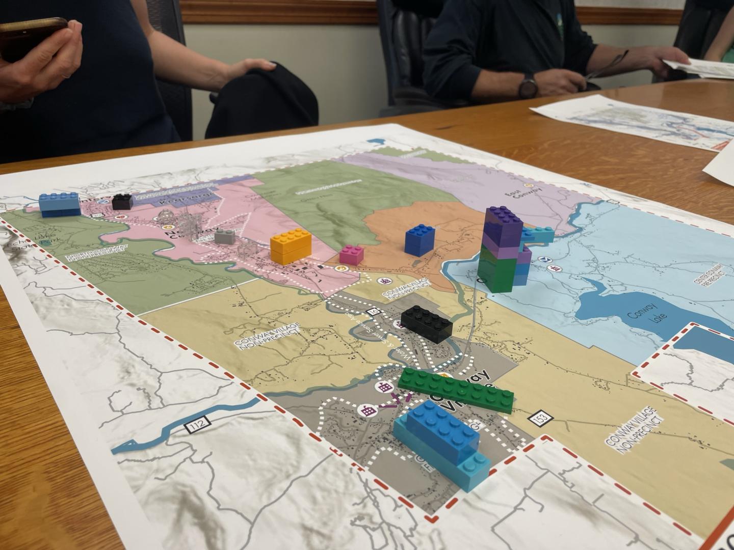 A land use planning map on a table